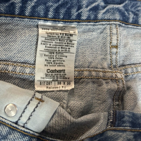 CARHARTT MEN’S SLIM FIT TAPERED LEGS LIGHT WASHED DISTRESSED JEANS - Picture 10 of 10